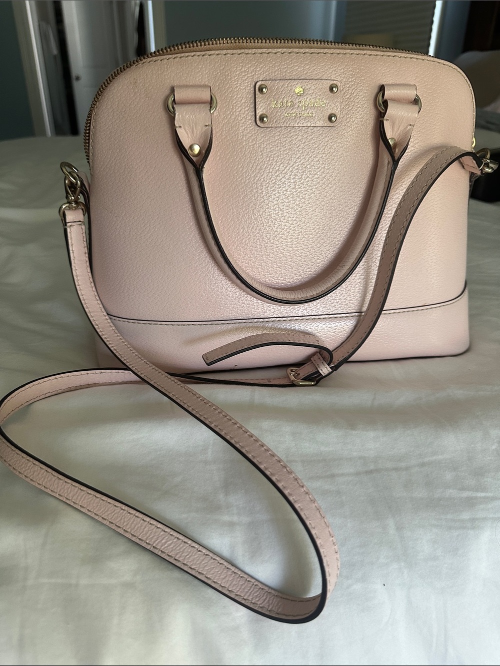 kate spade Blush Pebbled Leather Dome Crossbody with Gold Hardware